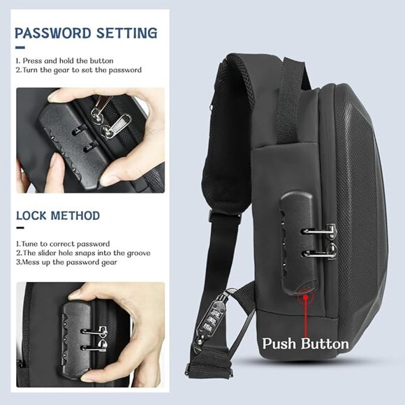 NEW! Anti-Theft Hard-Shell Crossbody/Shoulder Bag w/Locking Zippers and Strap - Picture 4 of 16